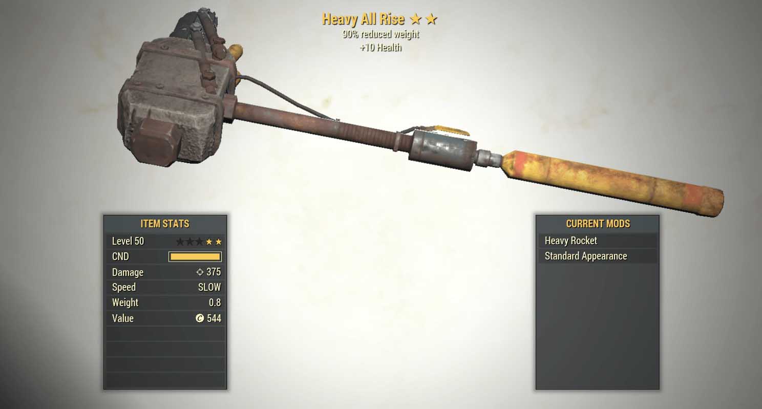 best fallout 76 weapons heavy all rise weapon