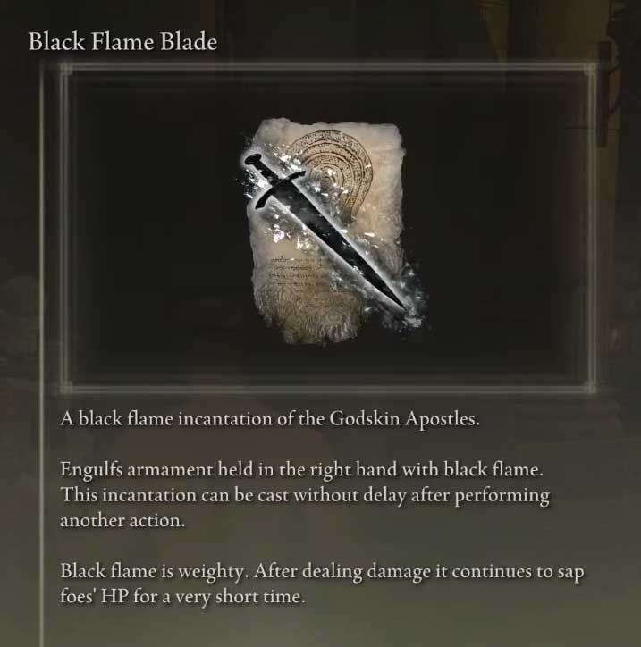 black flame blade elden ring