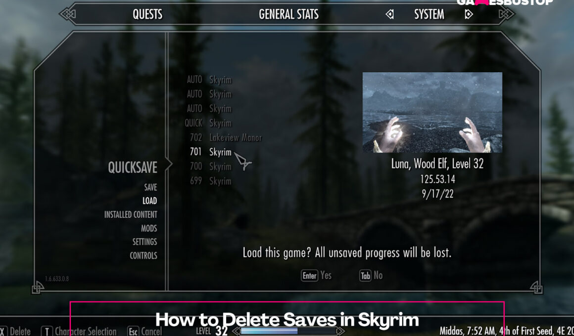 How to Delete Saves in Skyrim
