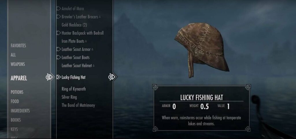 lucky fishing hat skyrim